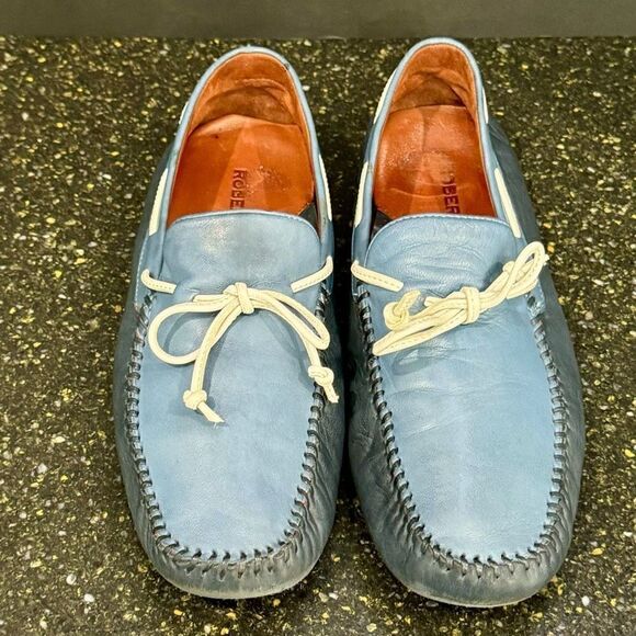 Robert Zur Two Tone Blue Glove Leather Driving Moccasins. Size 10M. main image 7